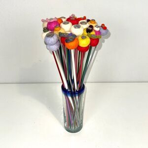 Handmade Felted Flower Bouquet 23 Stems Multicolor 14”